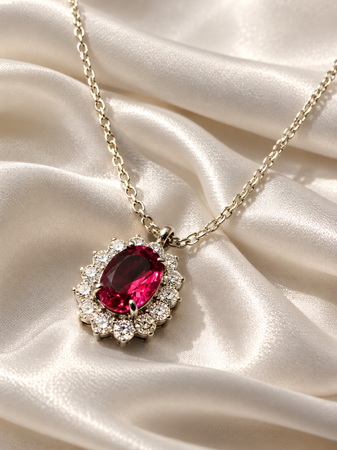 Collana Royal Ruby – Acciaio Inossidabile con Pietra Rosa