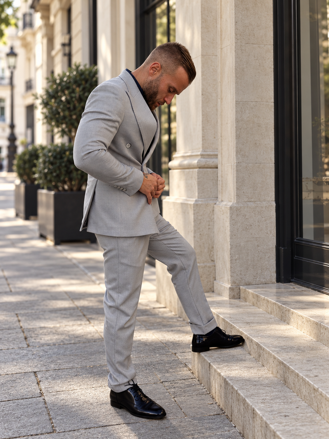 Milano Pearl – Completo uomo doppiopetto grigio perla