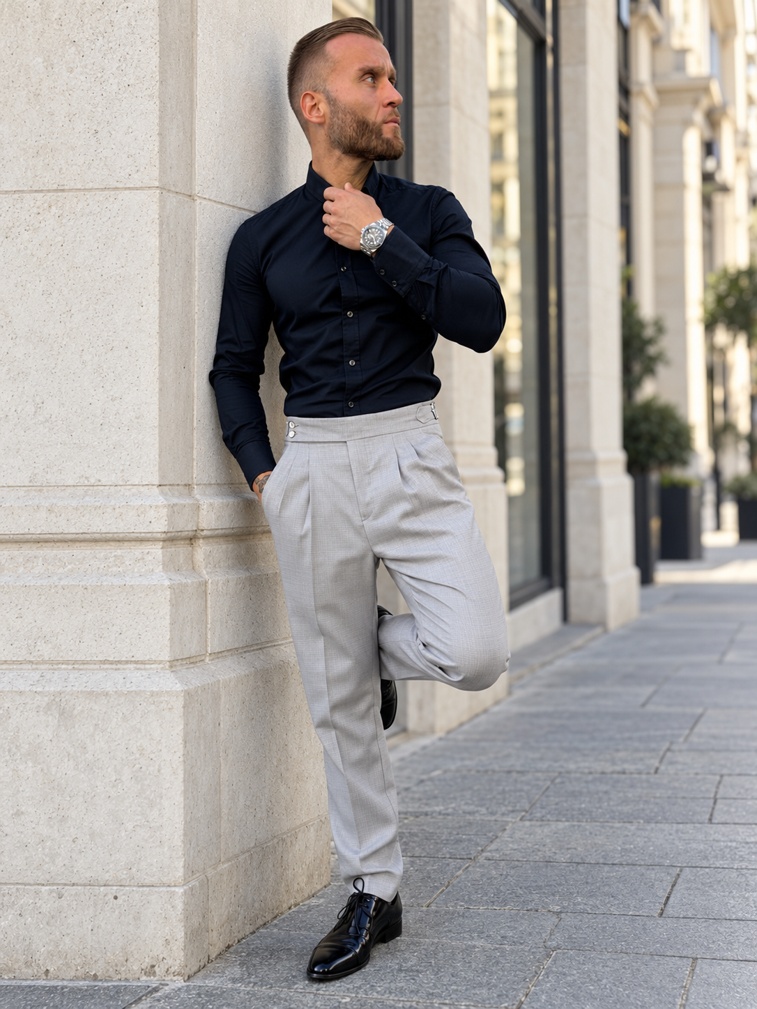 Milano Pearl – Completo uomo doppiopetto grigio perla